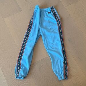 Aviator Nation Light Blue Ankle Pants with Lightning Stripes